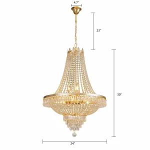 Modern Gold Crystal Chandelier H 30" x D 24"