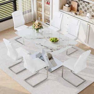 Modern Dining Table Set for 6,63''