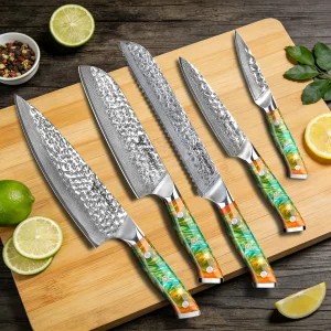 SANMUZUO 5PCS Damascus Steel Kitchen Knife Set