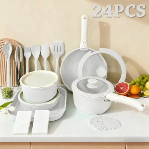 Pots and Pans Set, Nonstick Cookware Set Detachable Handle,